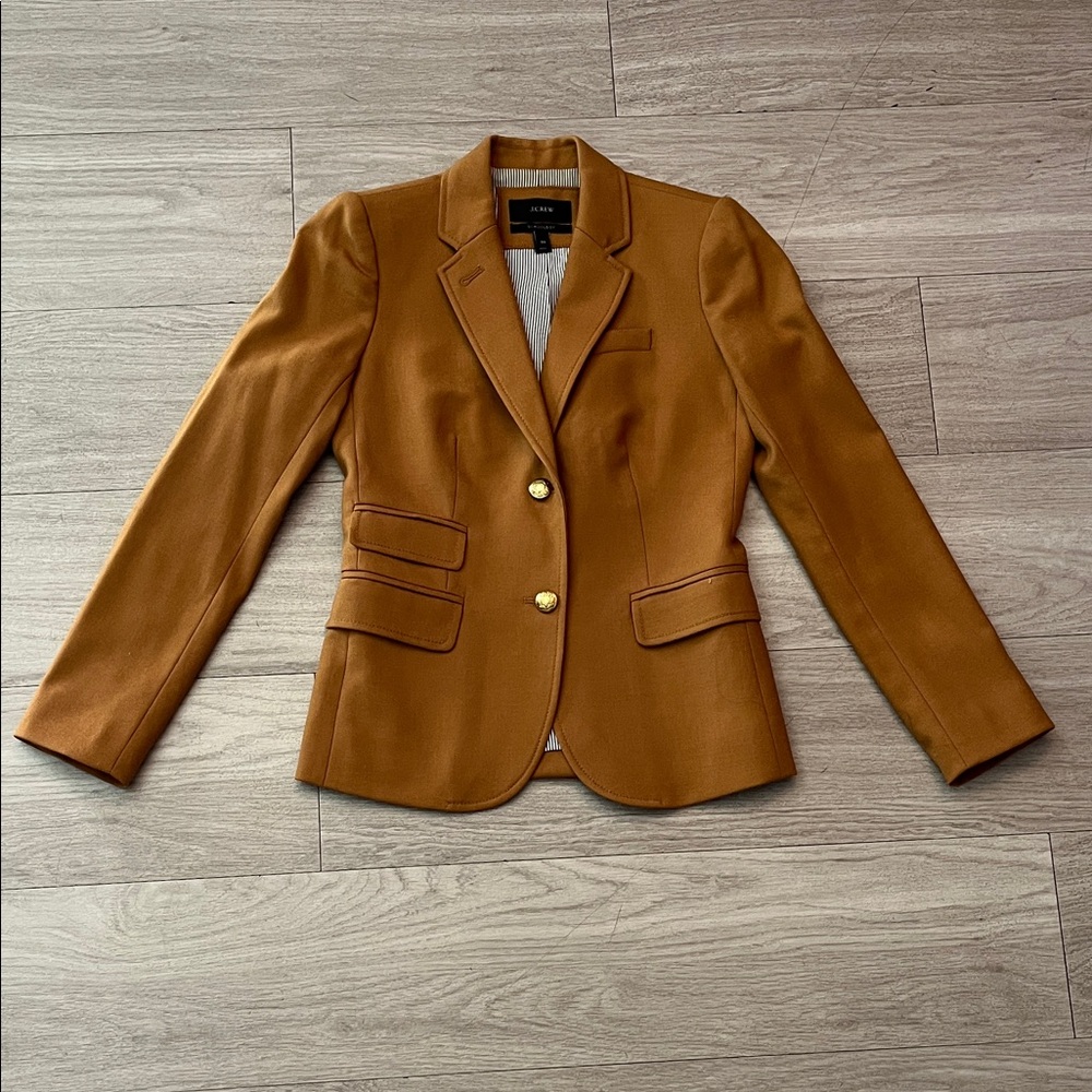 J. Crew Tan Blazer with Gold Accents
